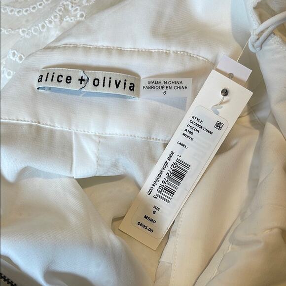 Alice + Olivia Vanna Ruffle Flutter Sleeve Eyelet Embroidered Maxi Dress Size 6 - Picture 11 of 12